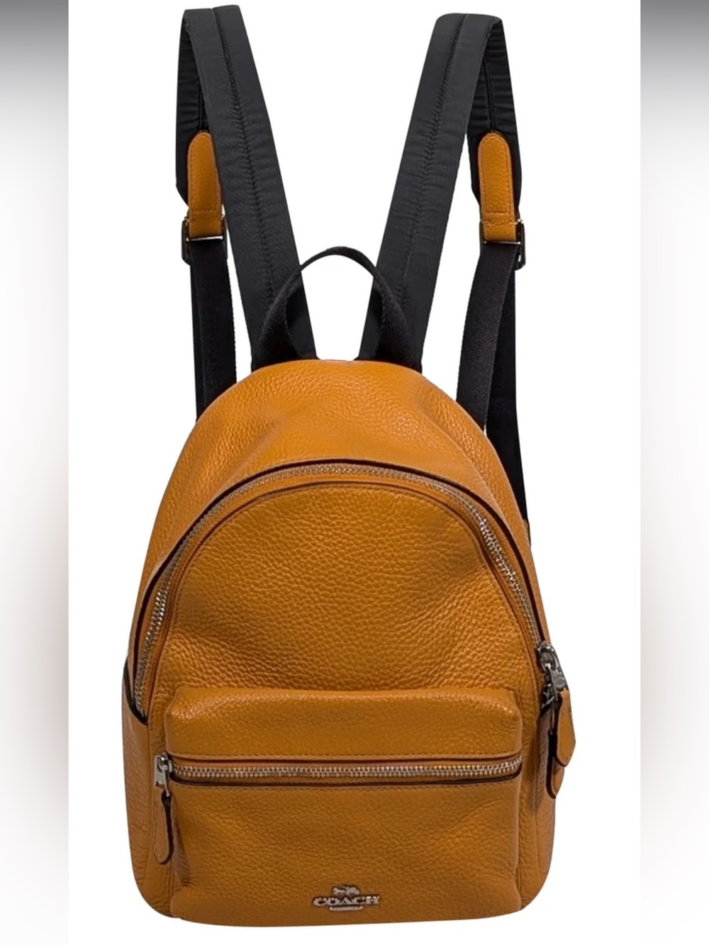 Coach Mini Pebbled Leather Backpack Mustard Yellow / Honey –good Condition